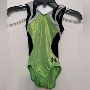 Under Armour Leotard, Green/Black/Grey, Size Child Medium.